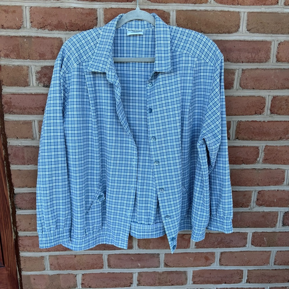 Blue Plaid Button-Up Jacket - image 1
